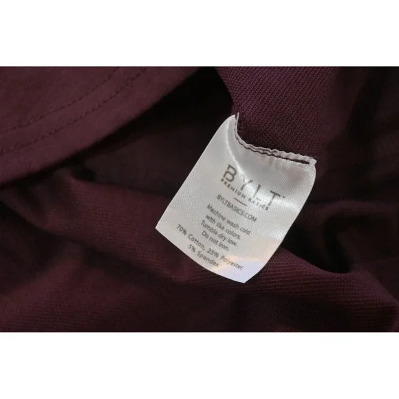 BYLT Drop Cut V-Neck T-Shirt Mens Large Maroon Athletic Fit performance NEW - Picture 11 of 13